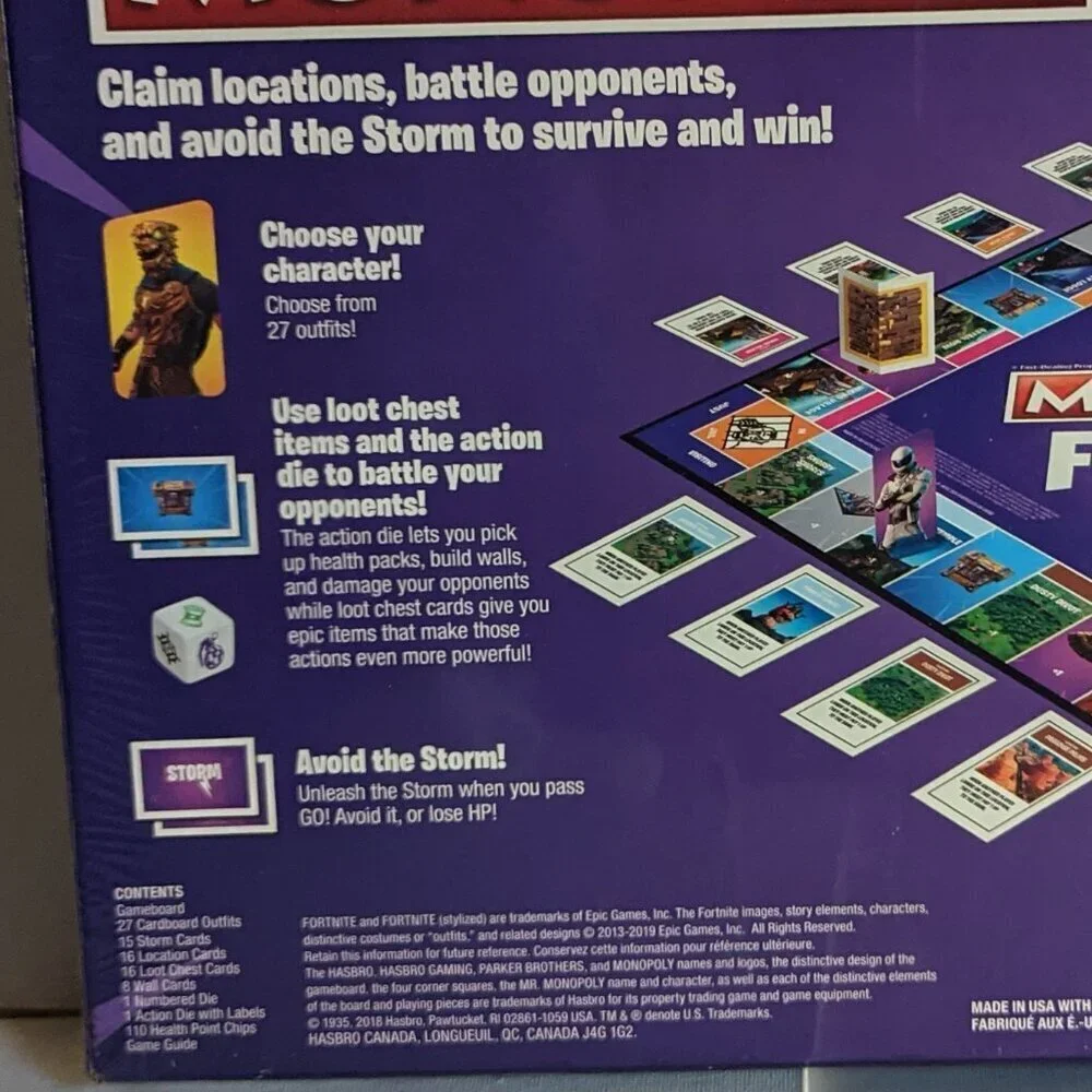 NWT Monopoly Fortnite 2019 Purple Edition Summer Board Game Dad's Day Gamer NIB